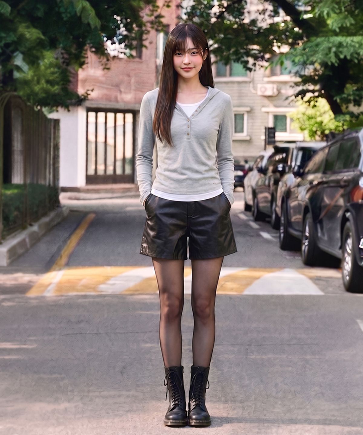 행텐(HANGTEN) 여성 글로시 숏팬츠_100(10580-137-601-69)