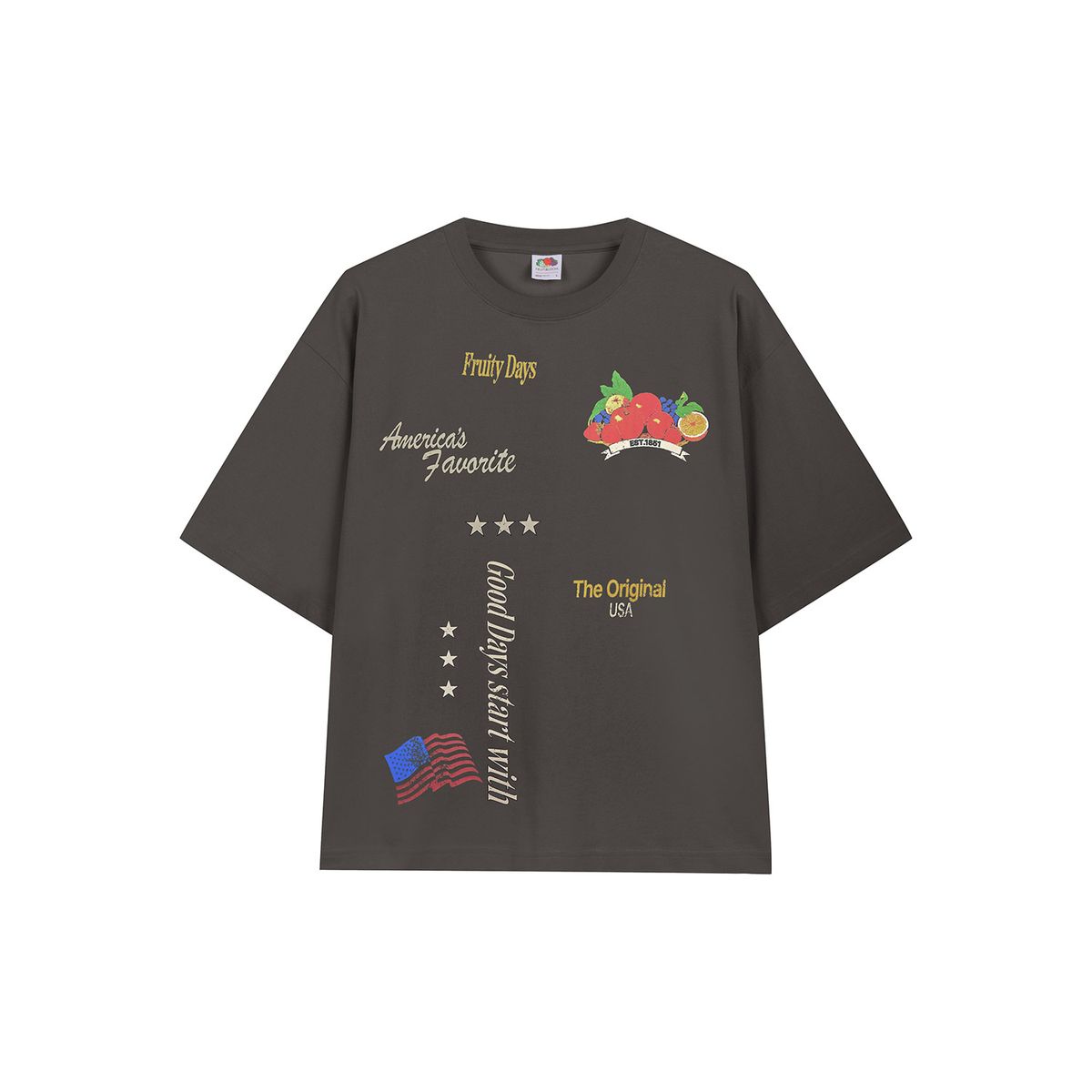 프룻오브더룸(FRUIT OF THE LOOM) 트로피칼 래귤러 반팔티셔츠(CHARCOAL GREY)
