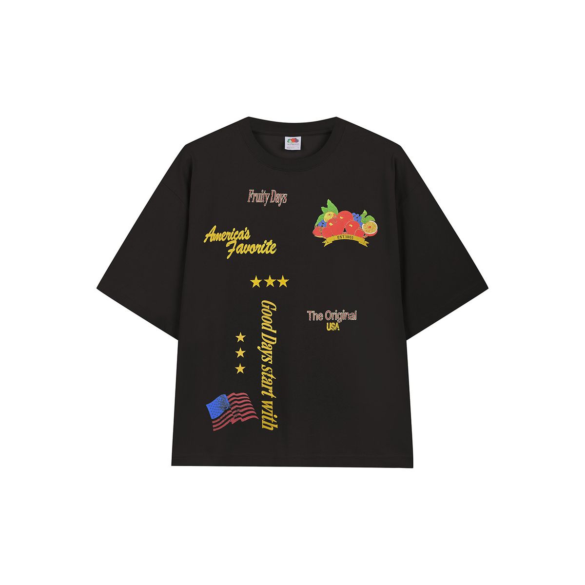 프룻오브더룸(FRUIT OF THE LOOM) 트로피칼 래귤러 반팔티셔츠(BLACK)