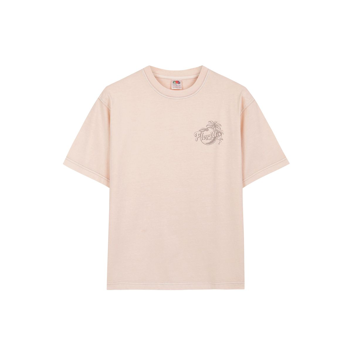 프룻오브더룸(FRUIT OF THE LOOM) 피그먼트 트래블 맵 반팔티셔츠(LIGHT PINK)