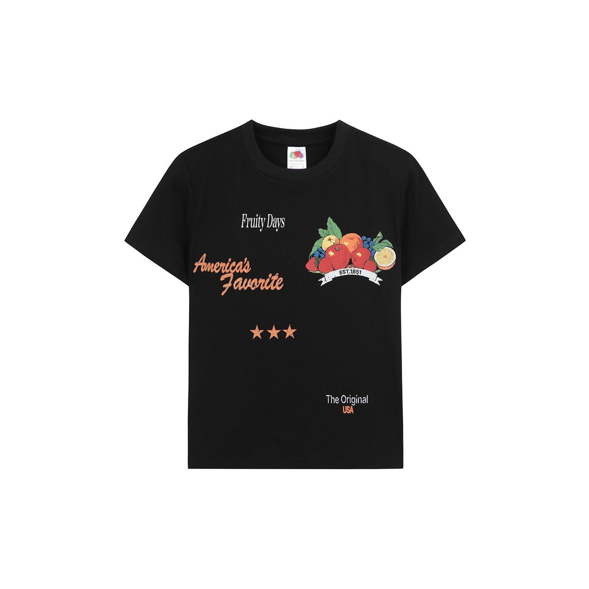 프룻오브더룸(FRUIT OF THE LOOM) 트로피칼 크롭 반팔티셔츠(BLACK)