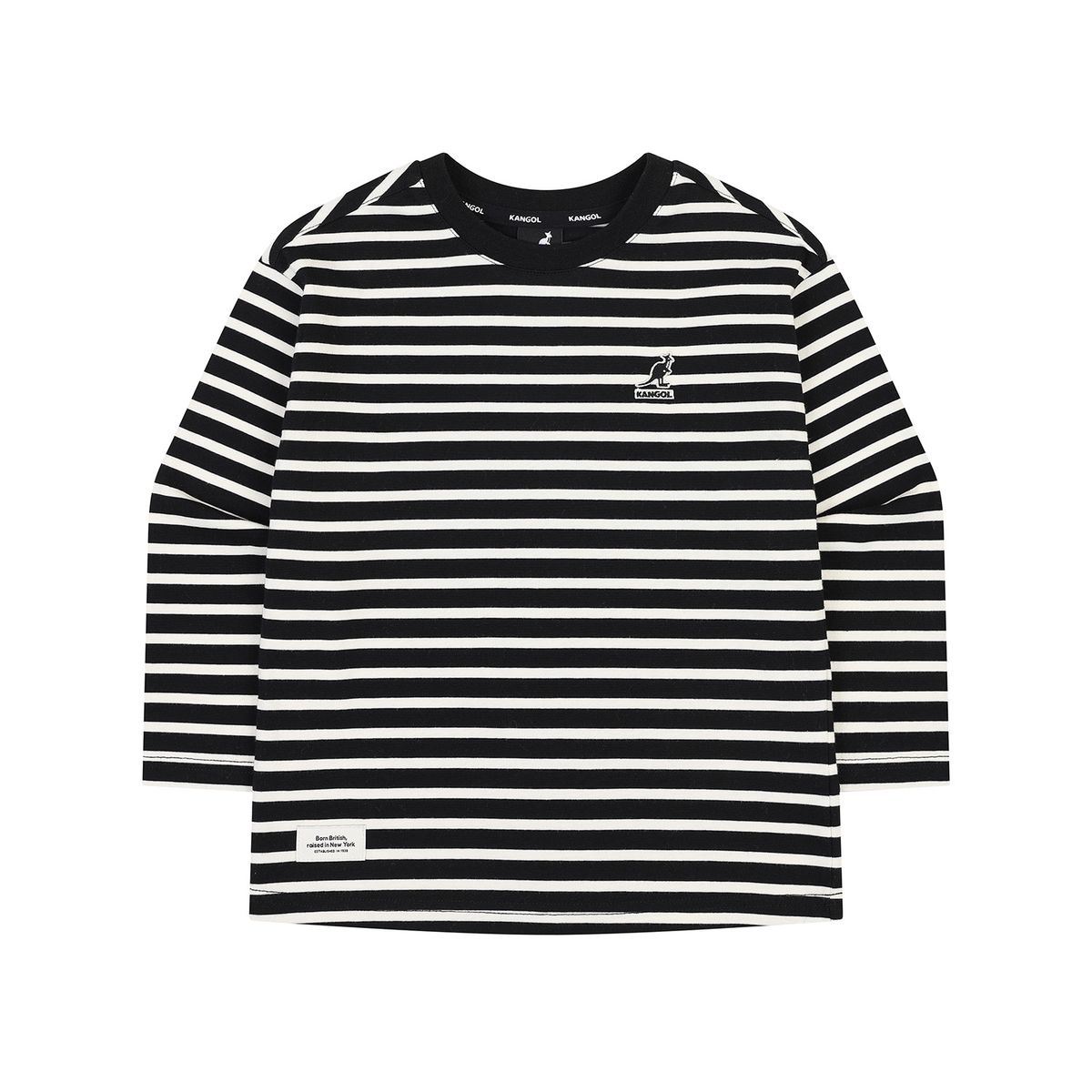 캉골키즈(KANGOL KIDS) 클럽로고 롱 슬리브 스트라이프 티셔츠 SC 0006 블랙