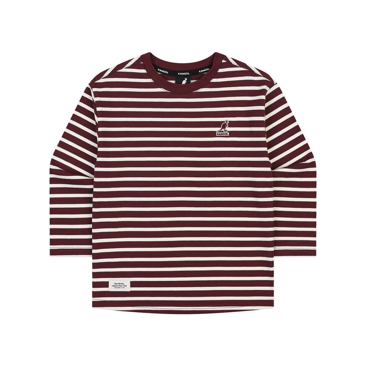 캉골키즈(KANGOL KIDS) 클럽로고 롱 슬리브 스트라이프 티셔츠 SC 0006 버건디