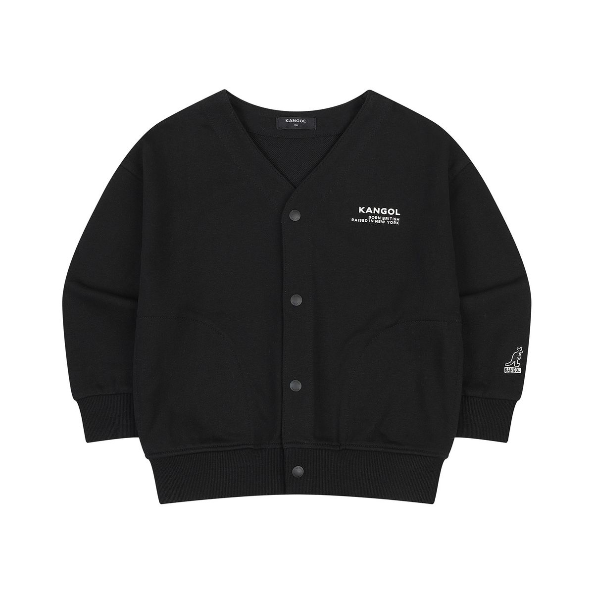 캉골키즈(KANGOL KIDS) 레터링 져지 가디건 SC 0001 블랙
