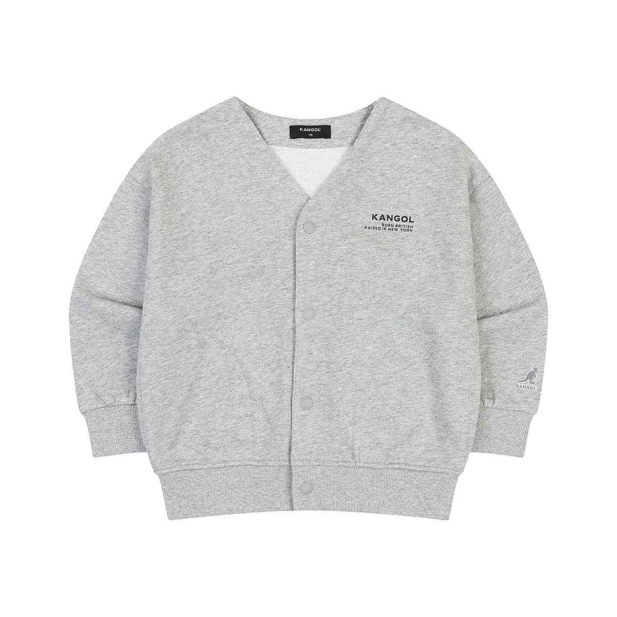 캉골키즈(KANGOL KIDS) 레터링 져지 가디건 SC 0001 멜란지 그레이