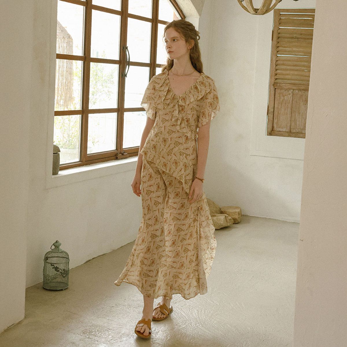 프라우드 마리(PROUD MARY) PM_Paisley ruffle maxi dress_BEIGE
