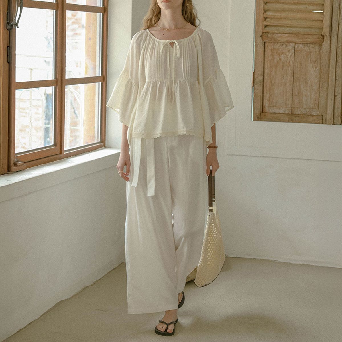프라우드 마리(PROUD MARY) PM_Tie waist lounge pants_WHITE