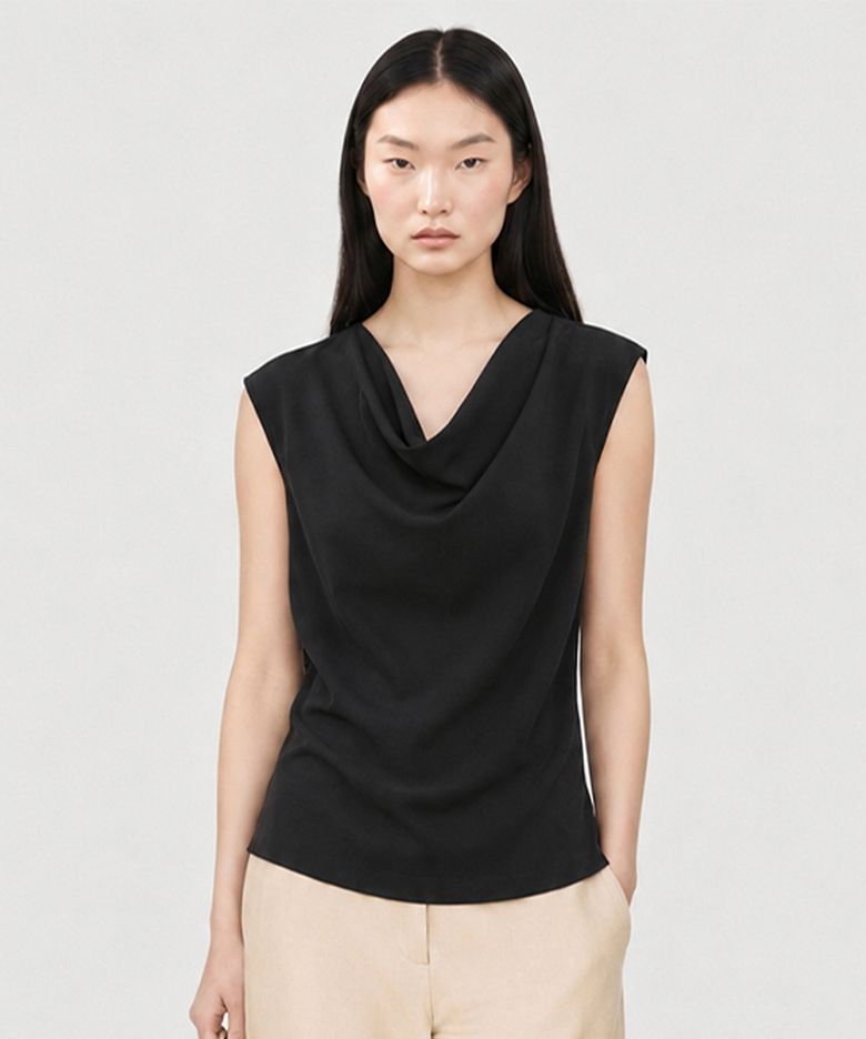 Auren Drape Blouse - Black