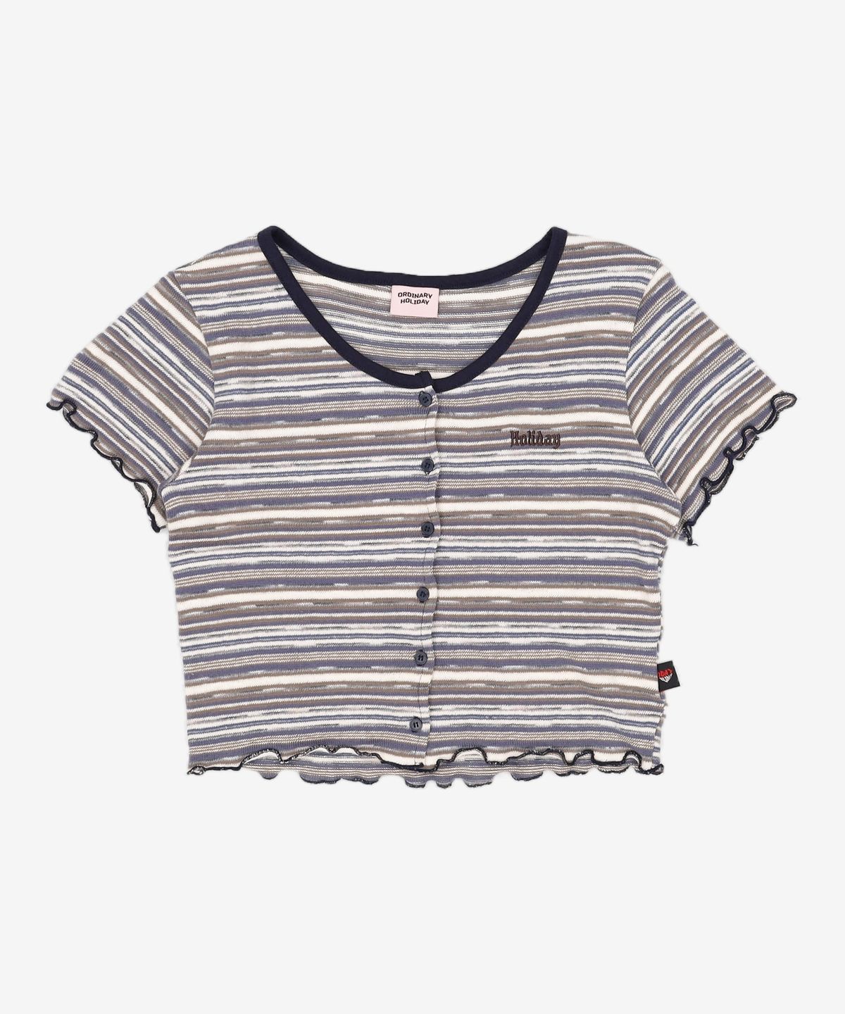 오디너리 홀리데이(ORDINARY HOLIDAY) 멀티배색가디건 STRIPE CROP CARDIGAN FREE