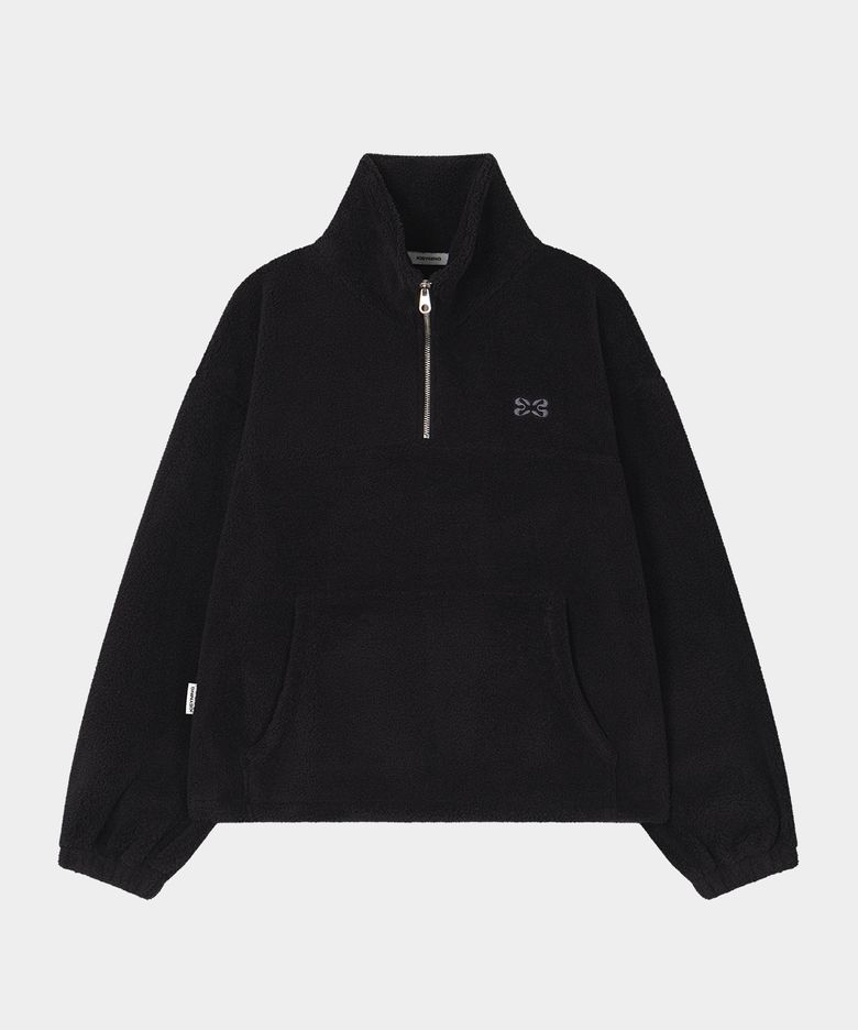 Soft Fluffy Half Zip-up (Black)