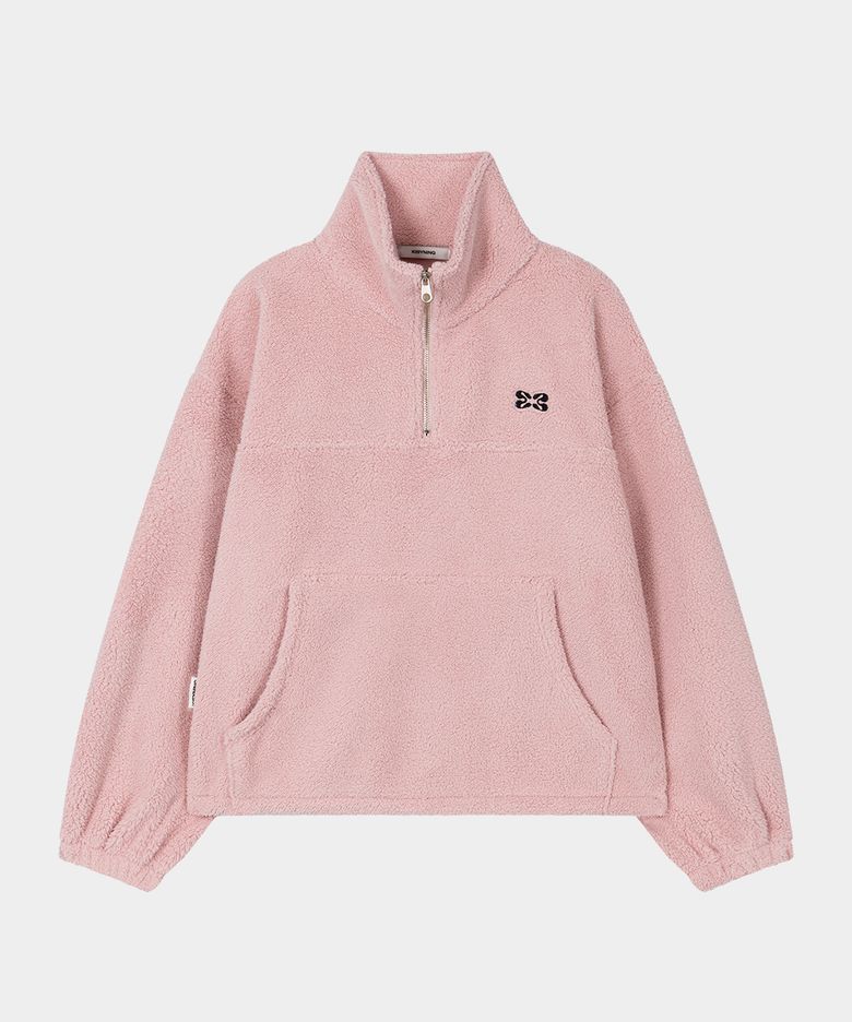 Soft Fluffy Half Zip-up (Pink)