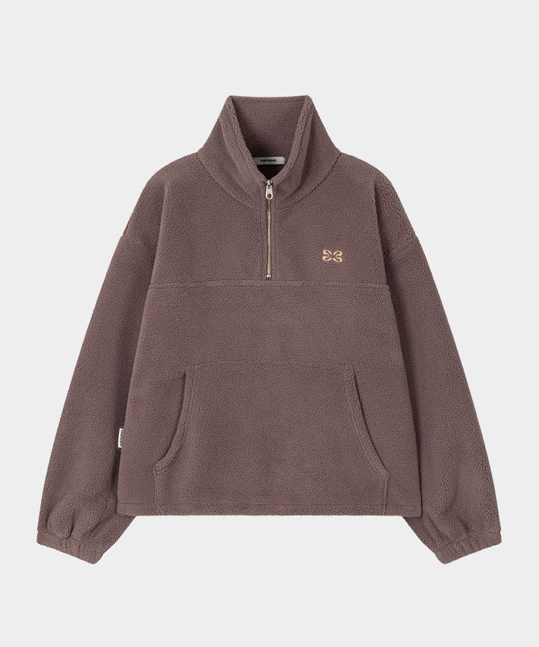 Soft Fluffy Half Zip-up (Brown)