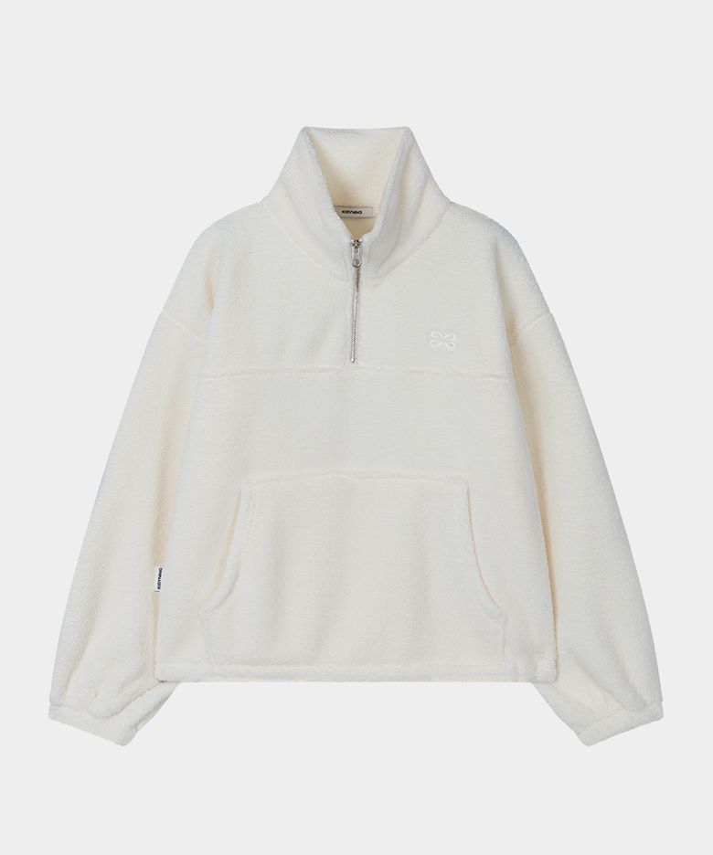 Soft Fluffy Half Zip-up (Ivory)