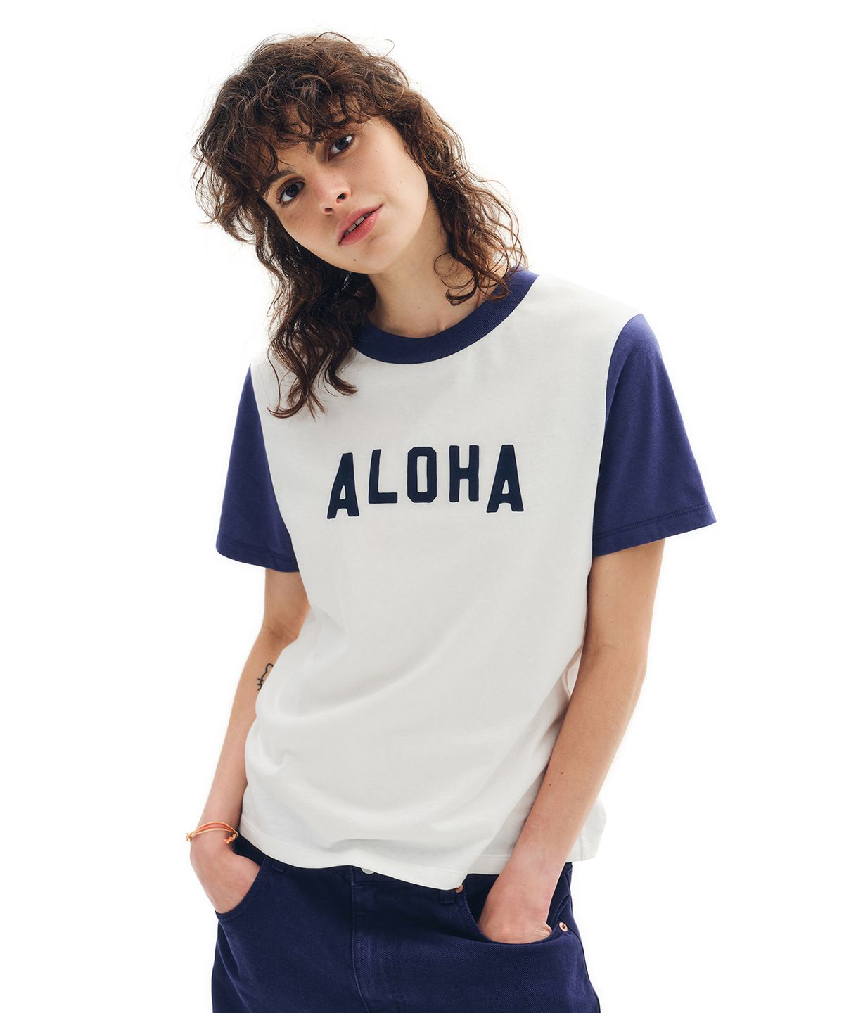 헬로 선라이즈(HELLO SUNRISE) Aloha 2Tone Tee(W)_White