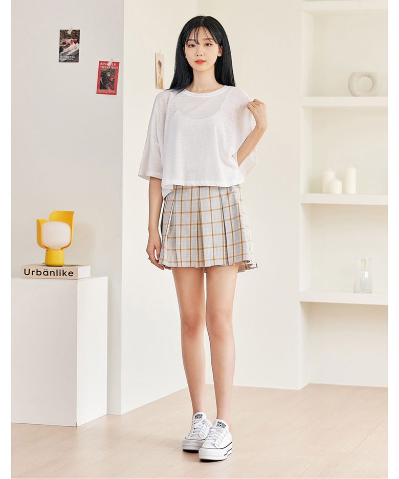 린즈 체크 미니 스커트_OB15SKME04Z