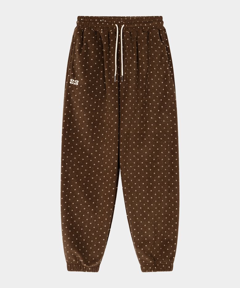 Dot Fleece Jogger Pants (Brown)
