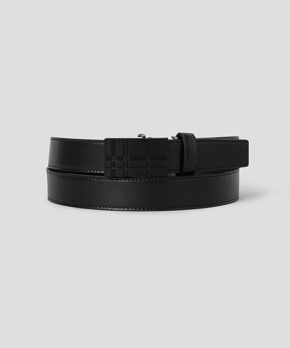 빈폴 액세서리(BEANPOLE ACCESSORY) 흑착 체크 자동 버클 벨트 - 블랙