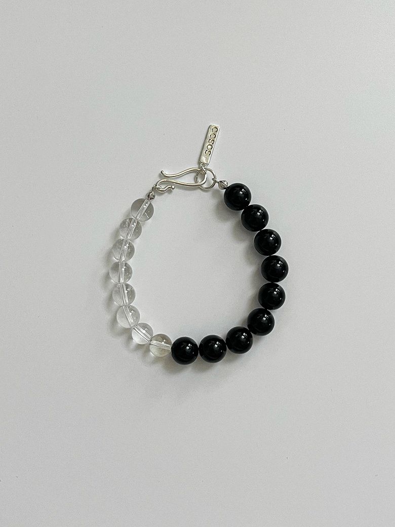 Two Mix Gemstone Toggle Bracelet [Clear]