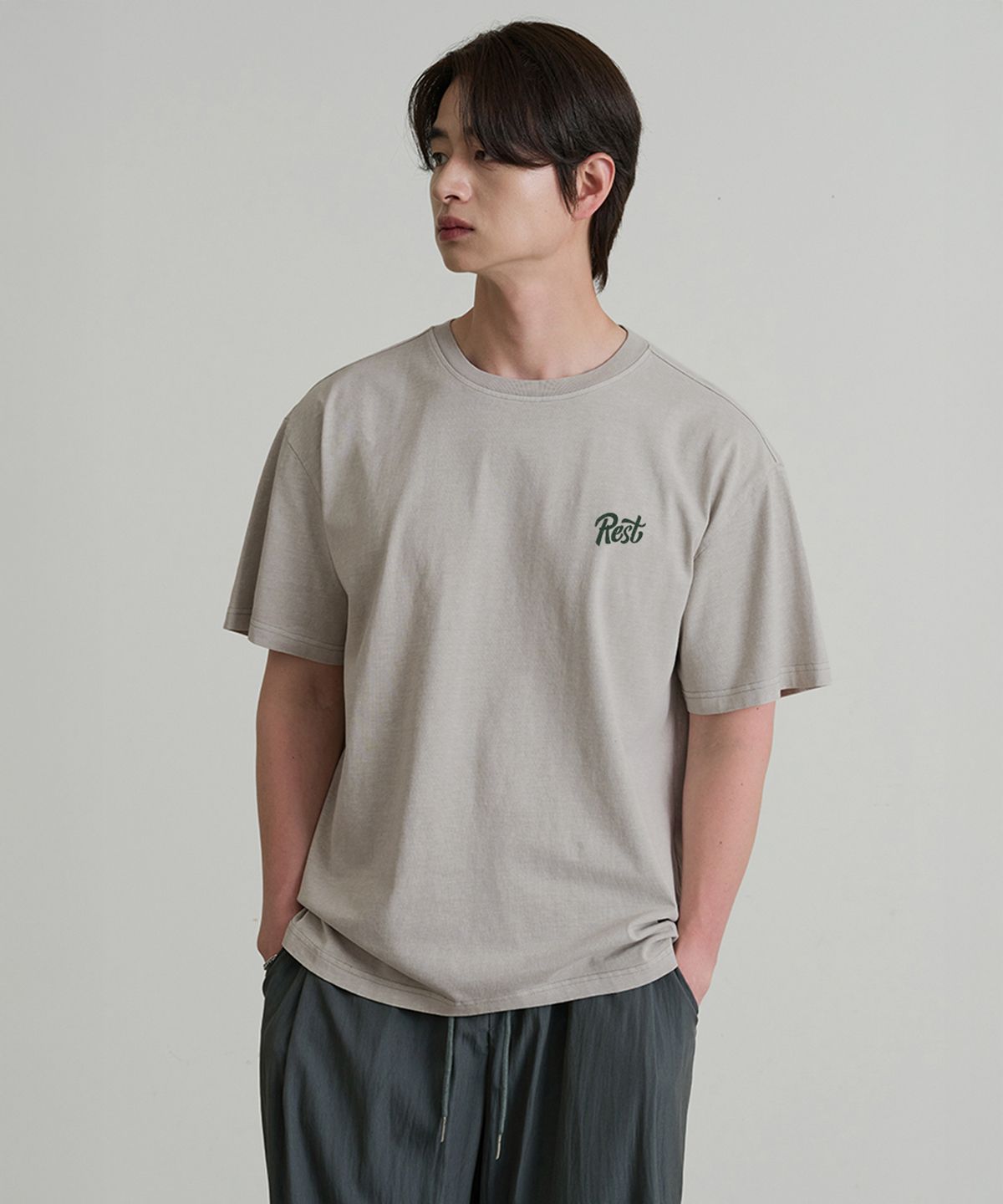 크레드먼스(CREEDMENS) REST 백프린팅 피그먼트 오버 반팔티