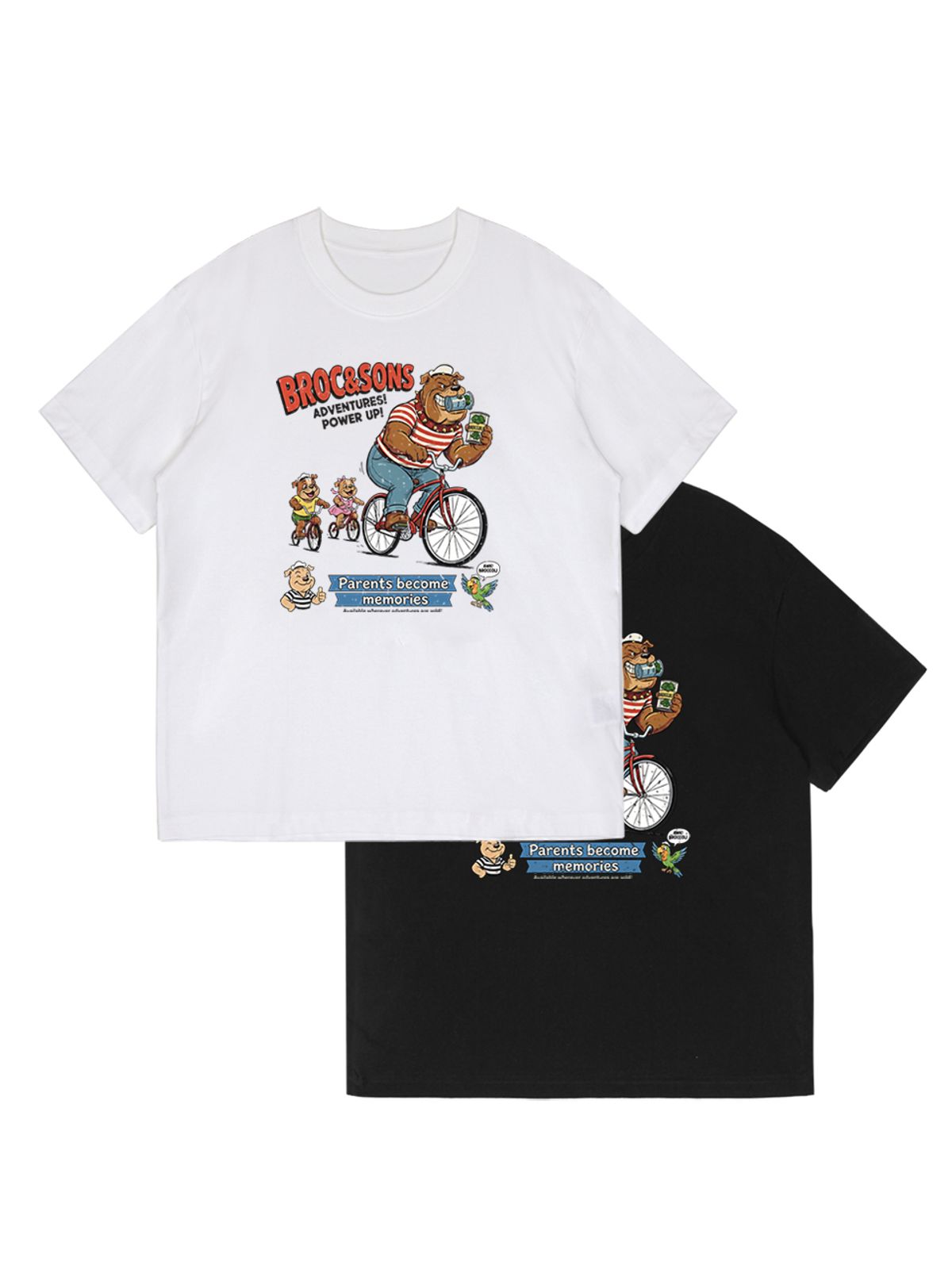 세이브어독(SAVE A DOG) BROC&SONS BICYCLE HALF-SLEEVE T-SHIRT (KIDS & UNISEX SIZE ~5XL)