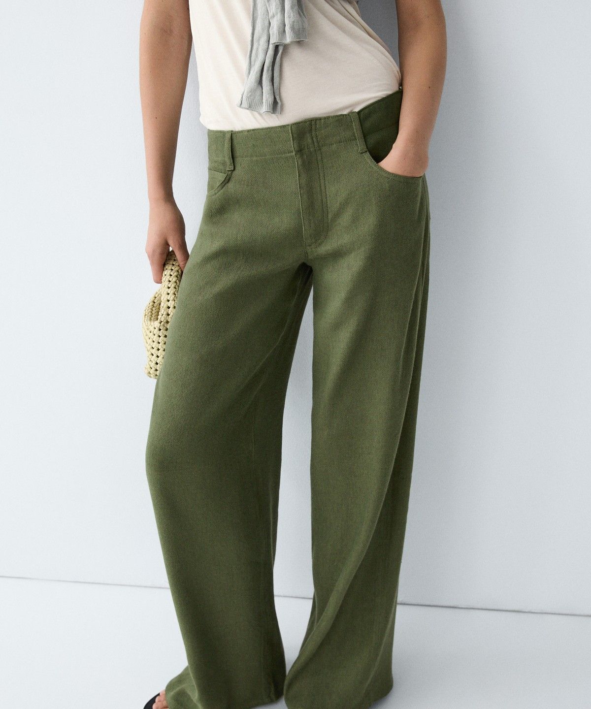 마시모두띠(MASSIMO DUTTI) 린넨 블렌드 스트레이트 팬츠