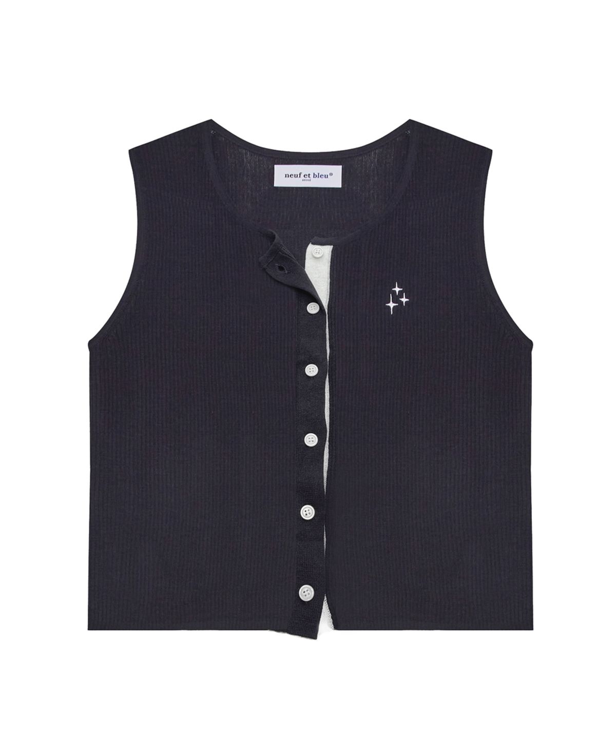 누프에블루(NEUFETBLEU) NEB two tone button knit vest (navy)