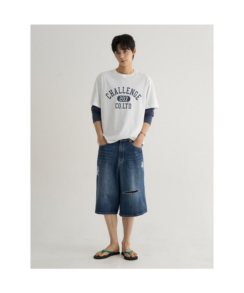 데일리 바서티 그래픽 반소매티  화이트