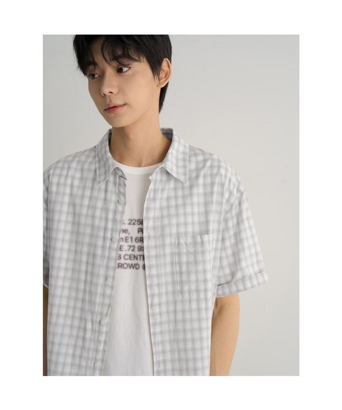 에잇세컨즈(8SECONDS) 체크 반팔 셔츠  아이보리