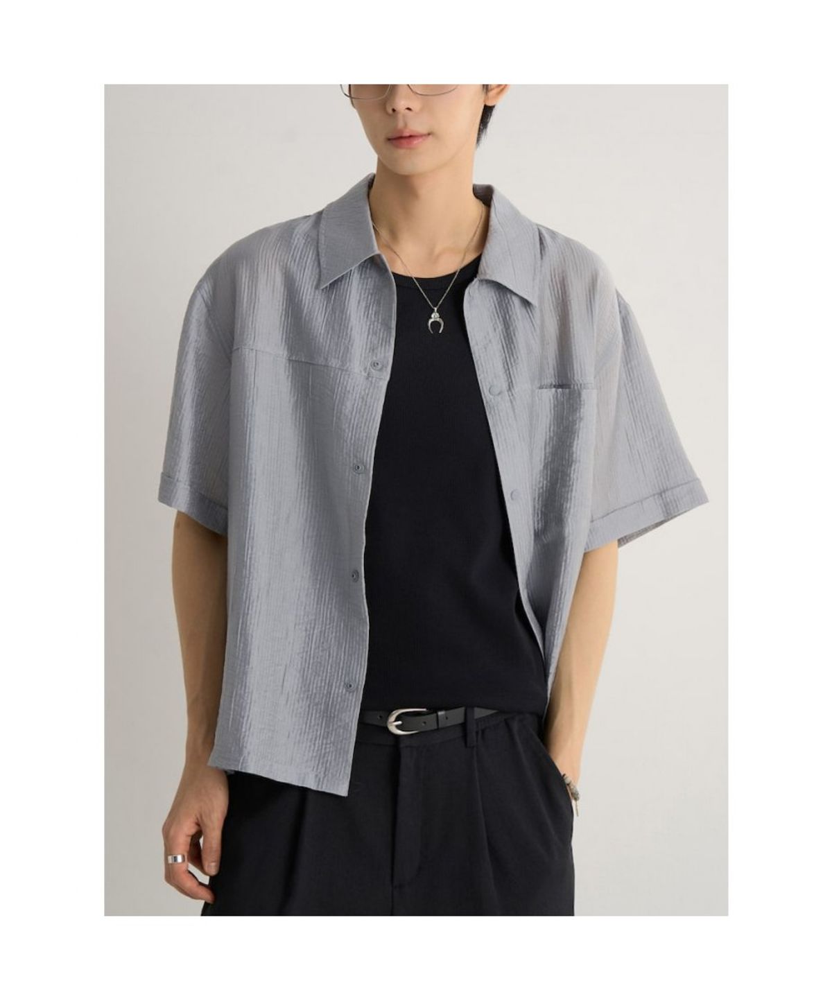 에잇세컨즈(8SECONDS) 시어서커 반소매 셔켓  라이트 그레이