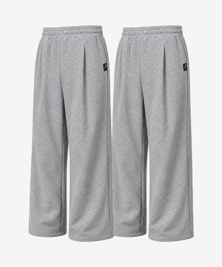 [2PACK] 원턱 논기모 와이드 트레이닝 팬츠 (Gray) / BM240509-1