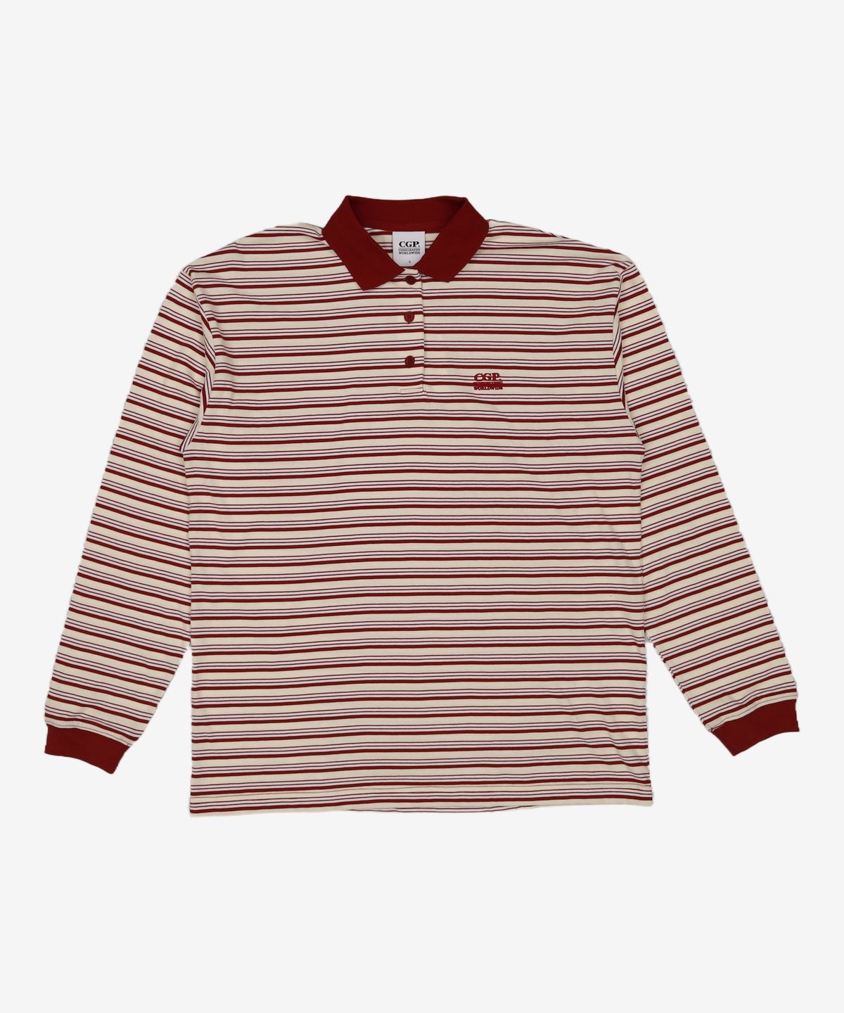 코드그라피(CGP) 스몰 스퀘어 로고 배색 스트라이프 럭비티-아이보리 S