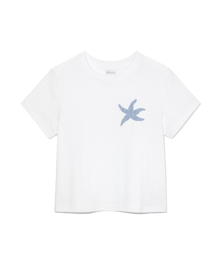 (w) TCM vintage starfish crop T (white)