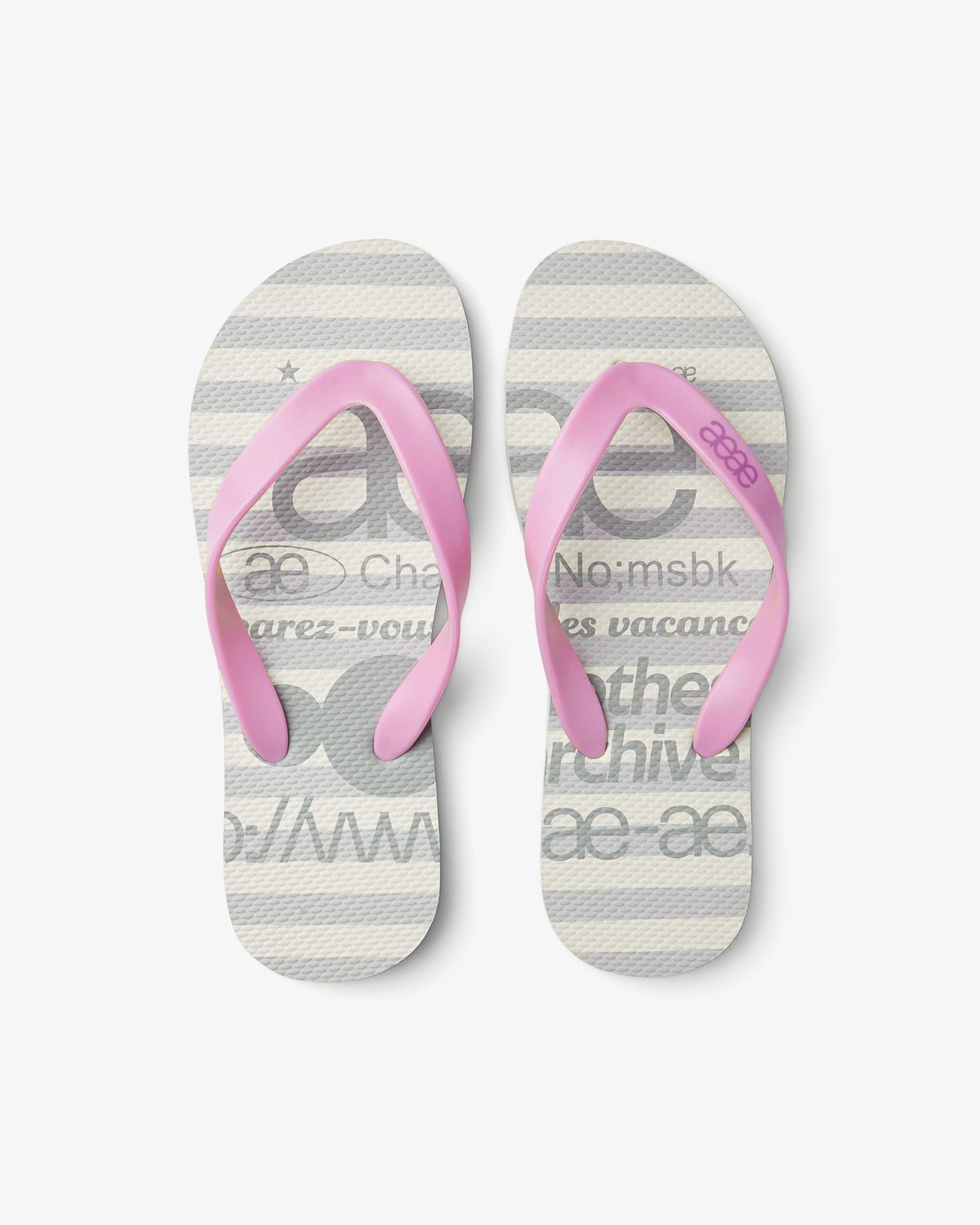 에이이에이이(AEAE) WEB LOGO STRIPE FLIP FLOP [GREY]
