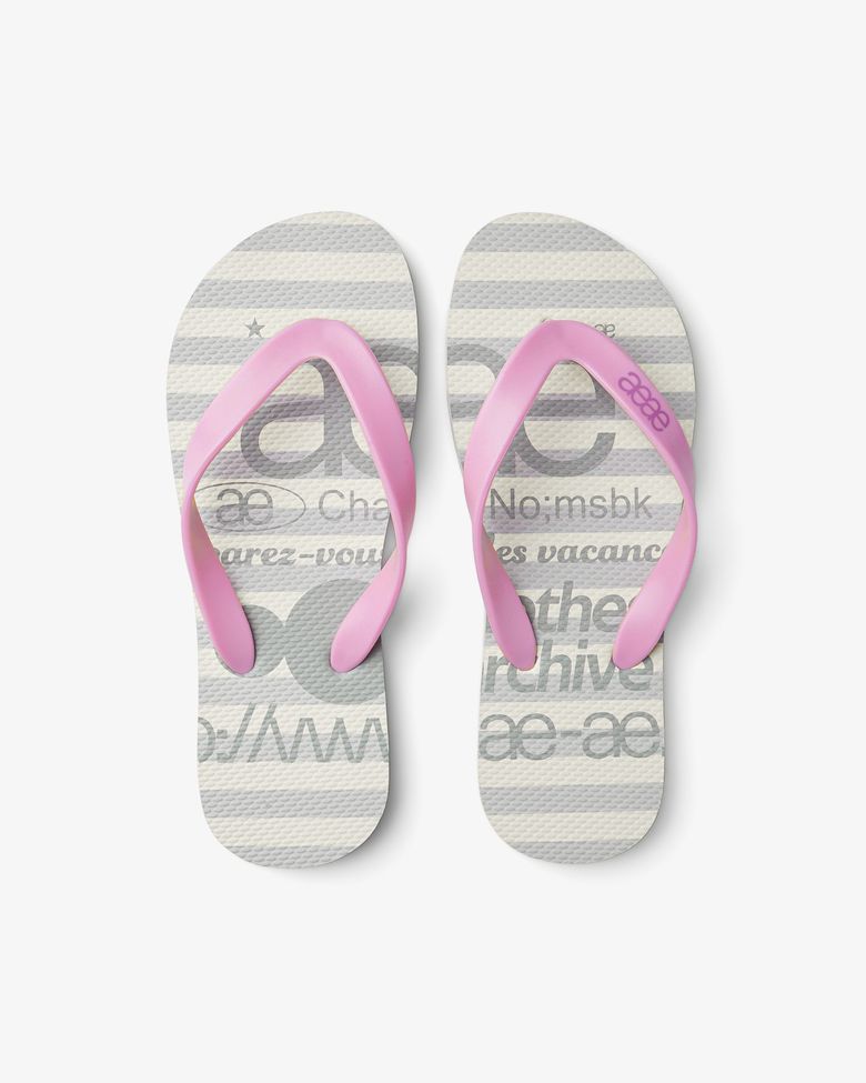 WEB LOGO STRIPE FLIP FLOP [GREY]