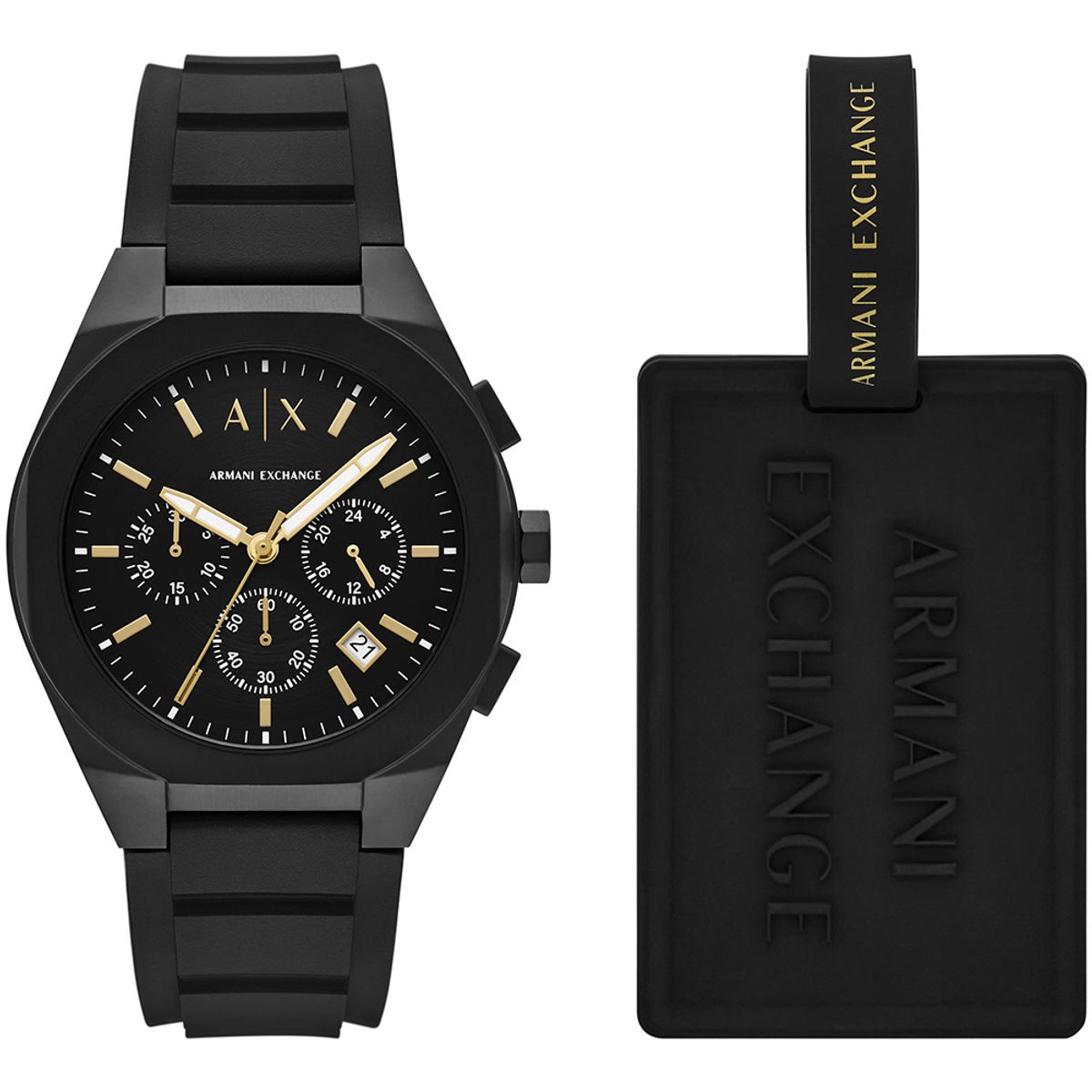 아르마니 익스체인지 시계(ARMANI EXCHANGE WATCH) AX7165SET (Sync) 싱크 크로노그래프 러기지 태그 세트 남성 우레탄