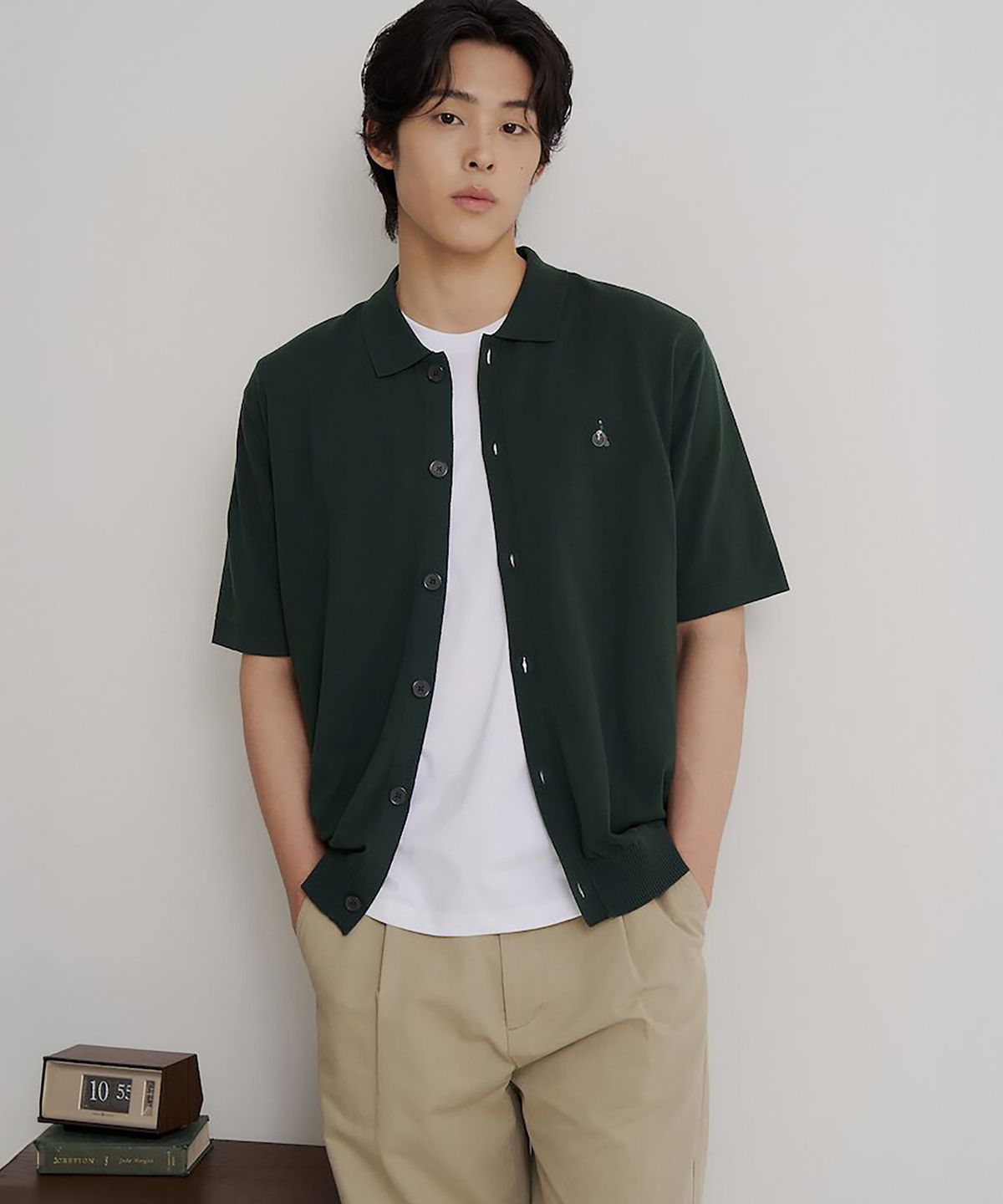빈폴 멘(BEANPOLE MEN) 이태리 코튼 칼라넥 카디건  그린