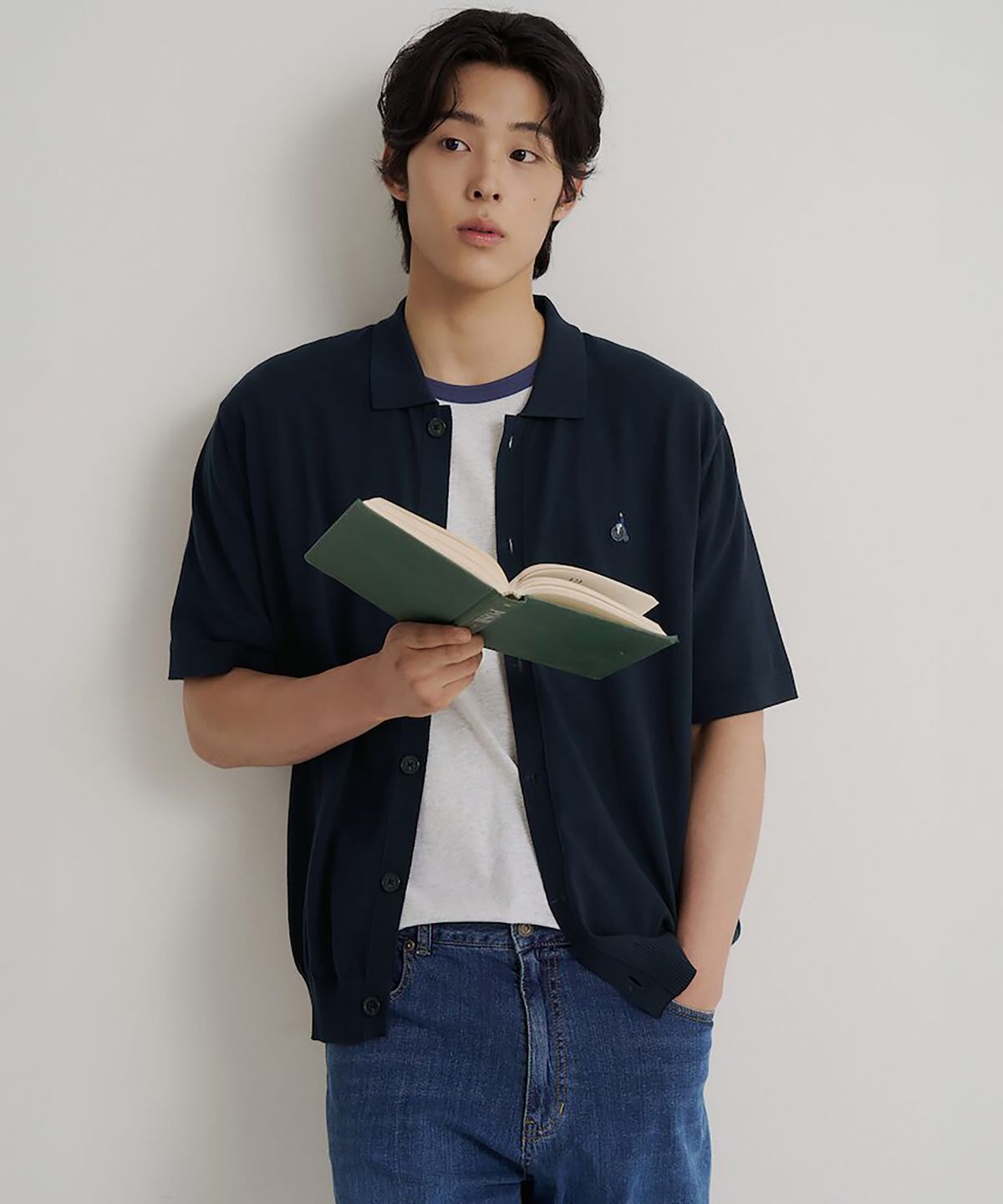 빈폴 멘(BEANPOLE MEN) 이태리 코튼 칼라넥 카디건  네이비