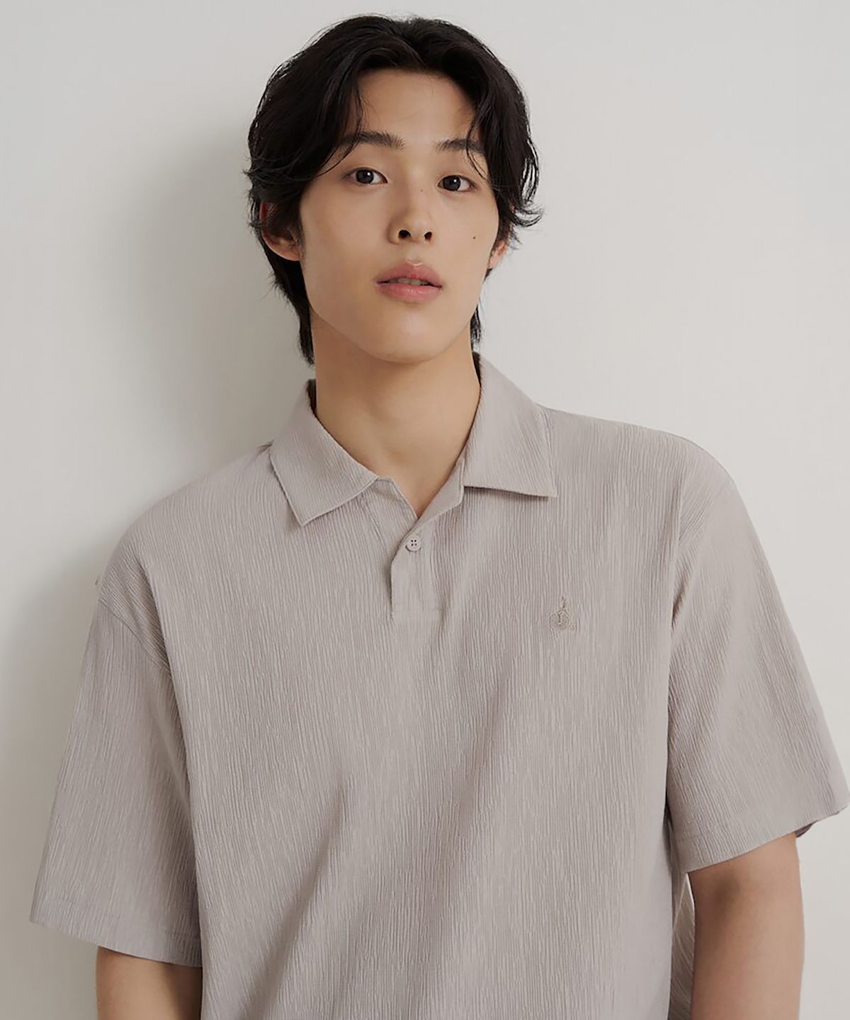 빈폴 멘(BEANPOLE MEN) 크레페 칼라넥 반소매 티셔츠  베이지
