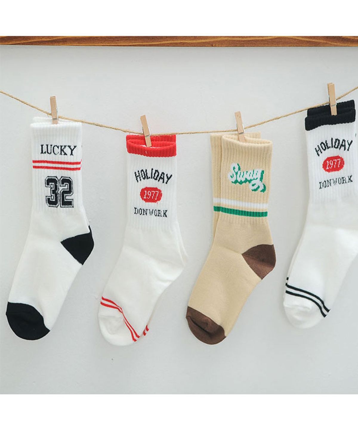 레인보우 지앤 삭스(RAINBOW GIEN SOCKS) 아동/주니어용 스웨그스포츠 4족세트 양말