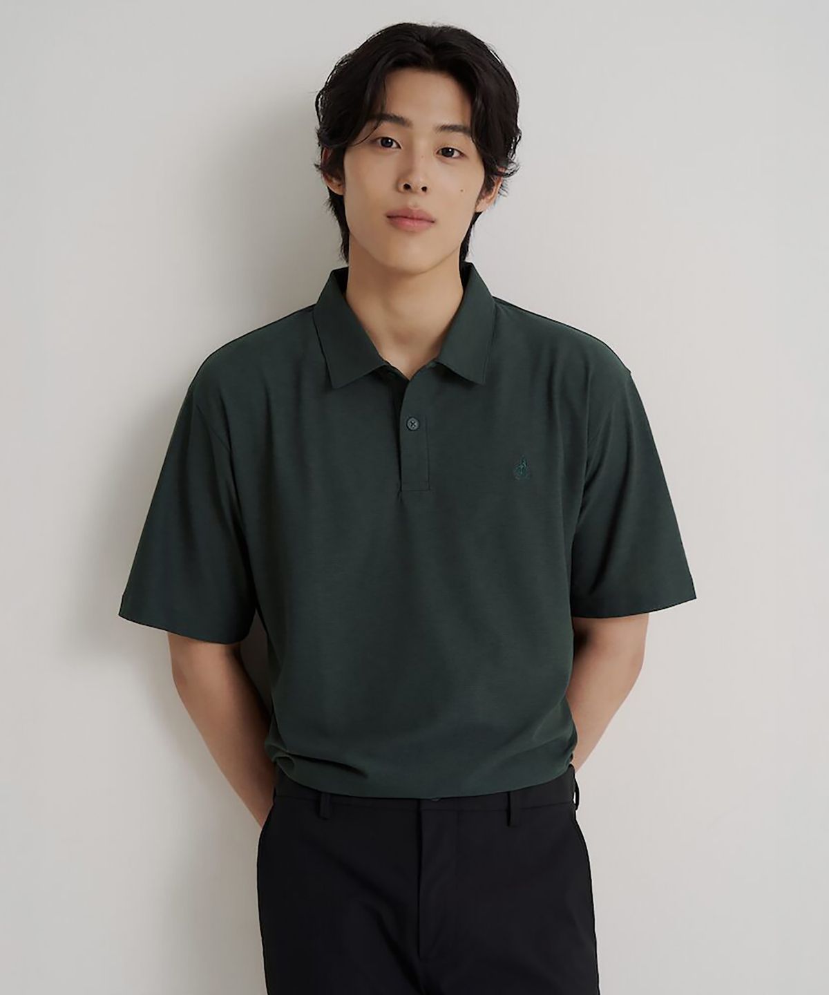 빈폴 멘(BEANPOLE MEN) 에어도트 칼라넥 반소매 티셔츠  그린