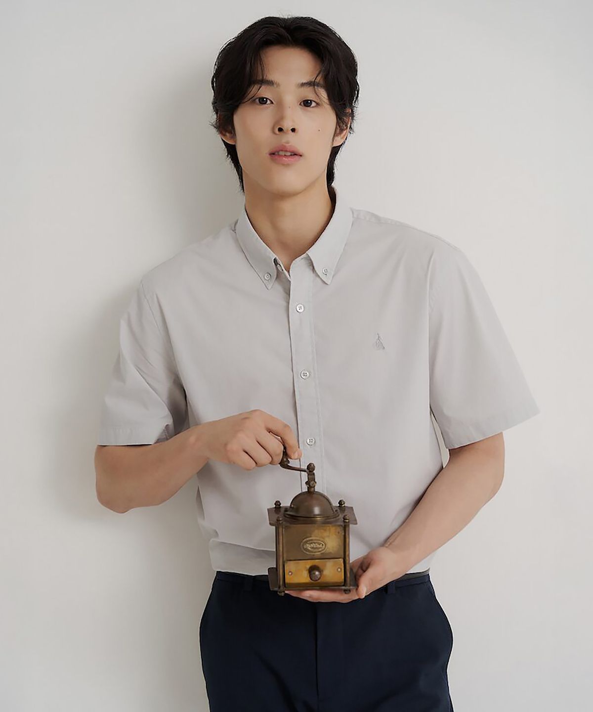 빈폴 멘(BEANPOLE MEN) 나일론 시어서커 반소매 셔츠  라이트 그레이