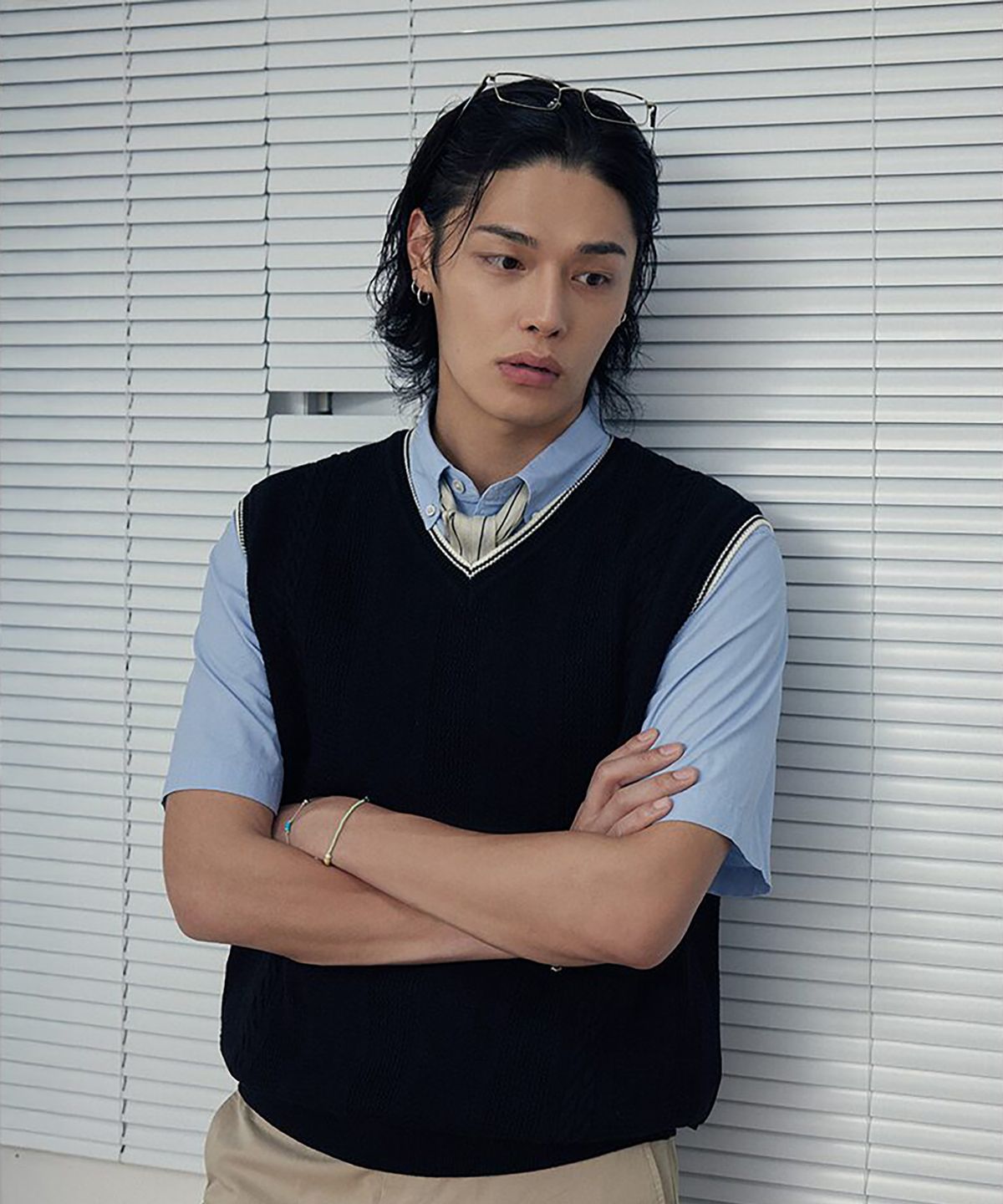 빈폴 멘(BEANPOLE MEN) 나일론 시어서커 반소매 셔츠  스카이 블루
