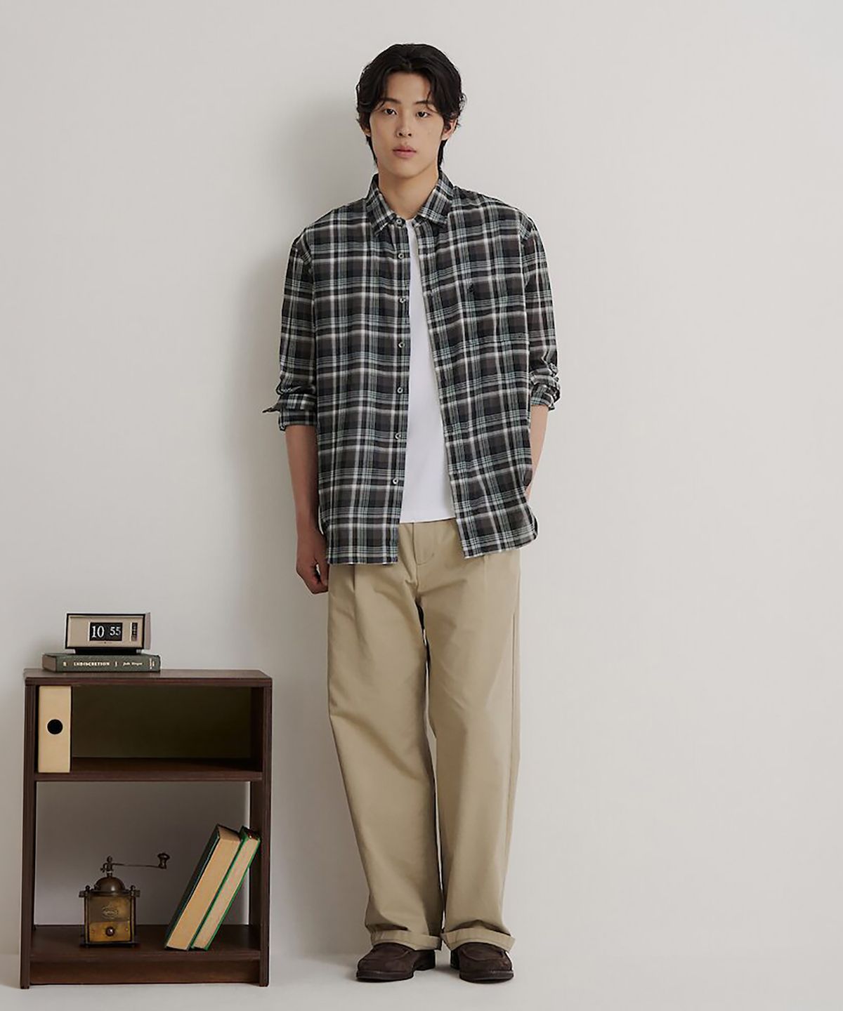 빈폴 멘(BEANPOLE MEN) 간절기 체크 긴소매 셔츠  애쉬