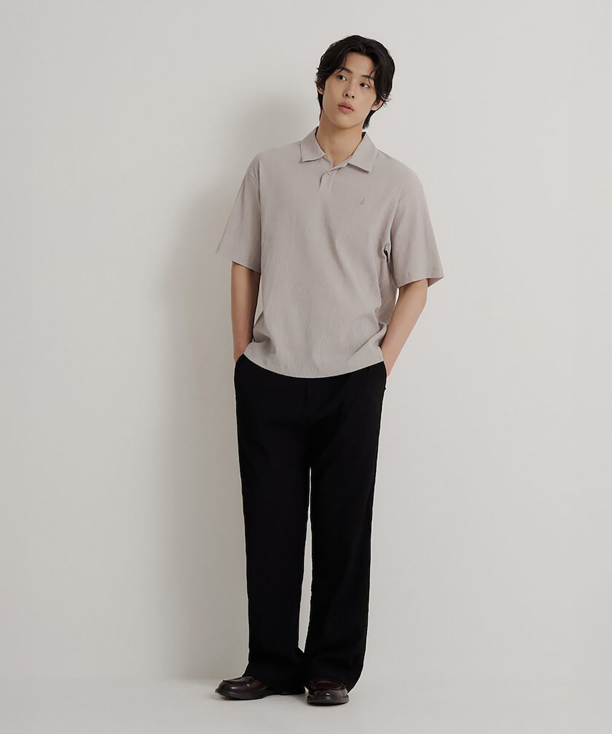 빈폴 멘(BEANPOLE MEN) 크레페 밴딩 와이드 팬츠  블랙