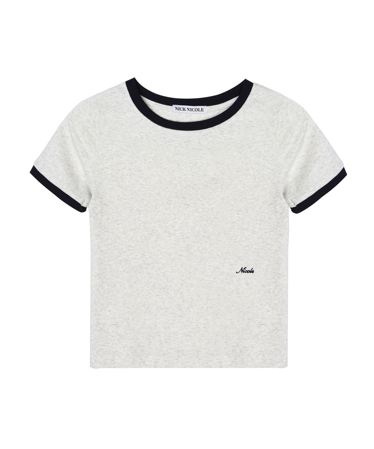 닉앤니콜(NICK&NICOLE) NICOLE EMBROIDERY RINGER CROP TOP_MELANGE