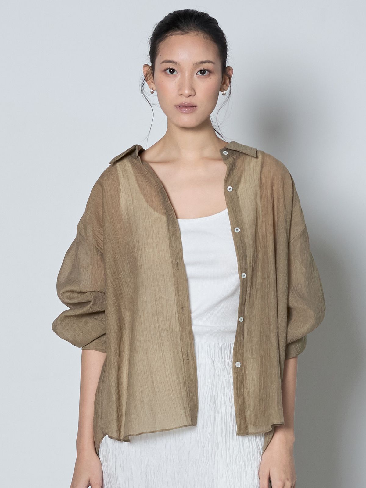 누토프(NUTOFFE) Sheer Shirt_Brown