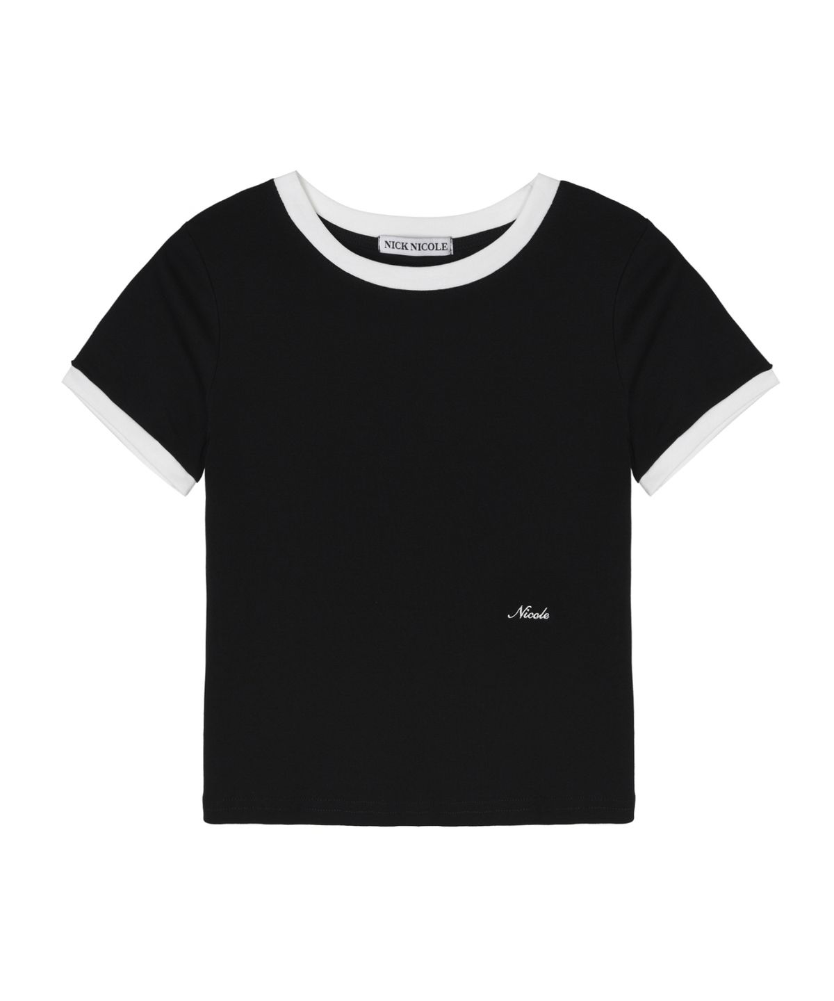 닉앤니콜(NICK&NICOLE) NICOLE EMBROIDERY RINGER CROP TOP_BLACK
