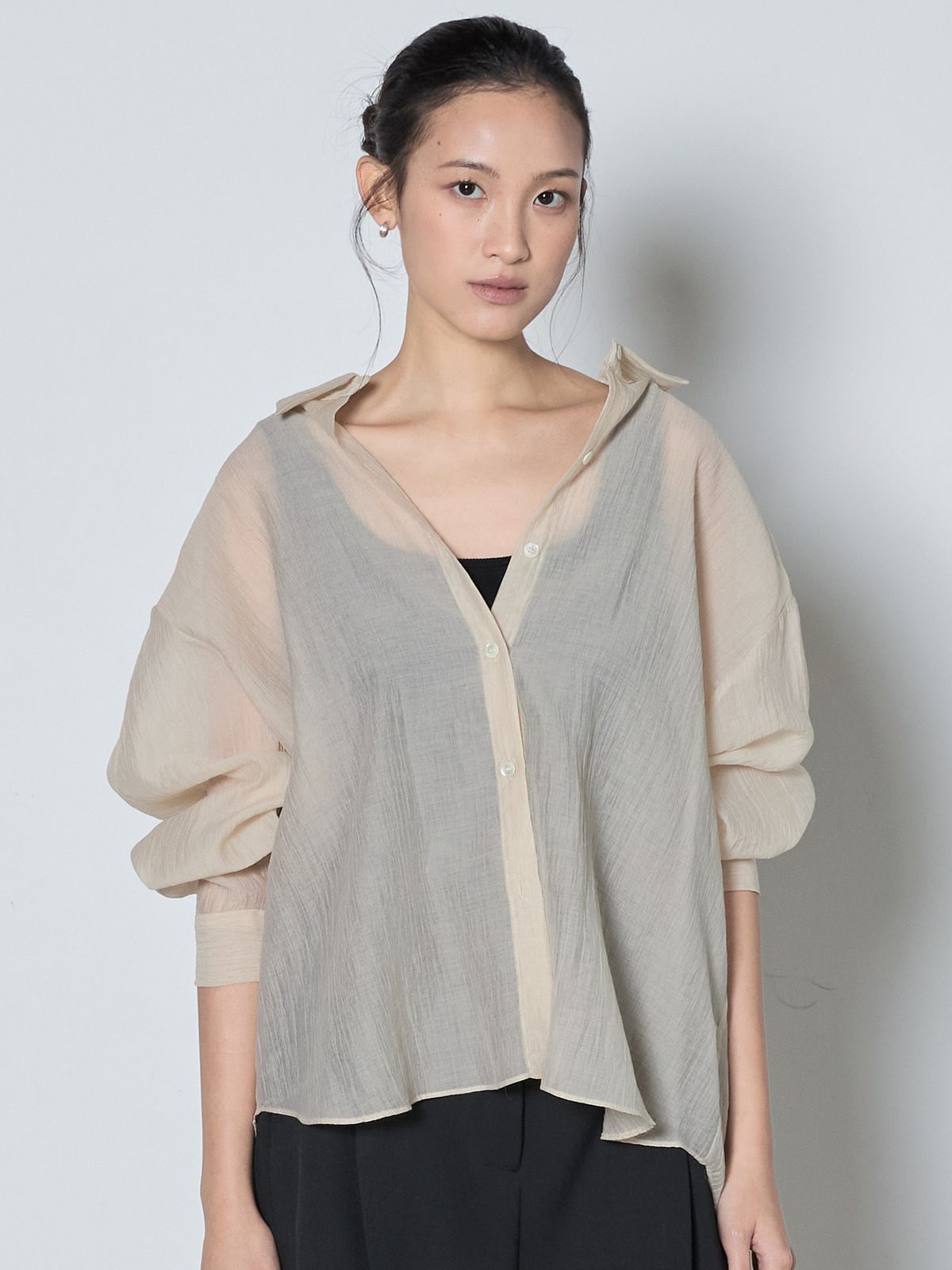 누토프(NUTOFFE) Sheer Shirt_Light Beige
