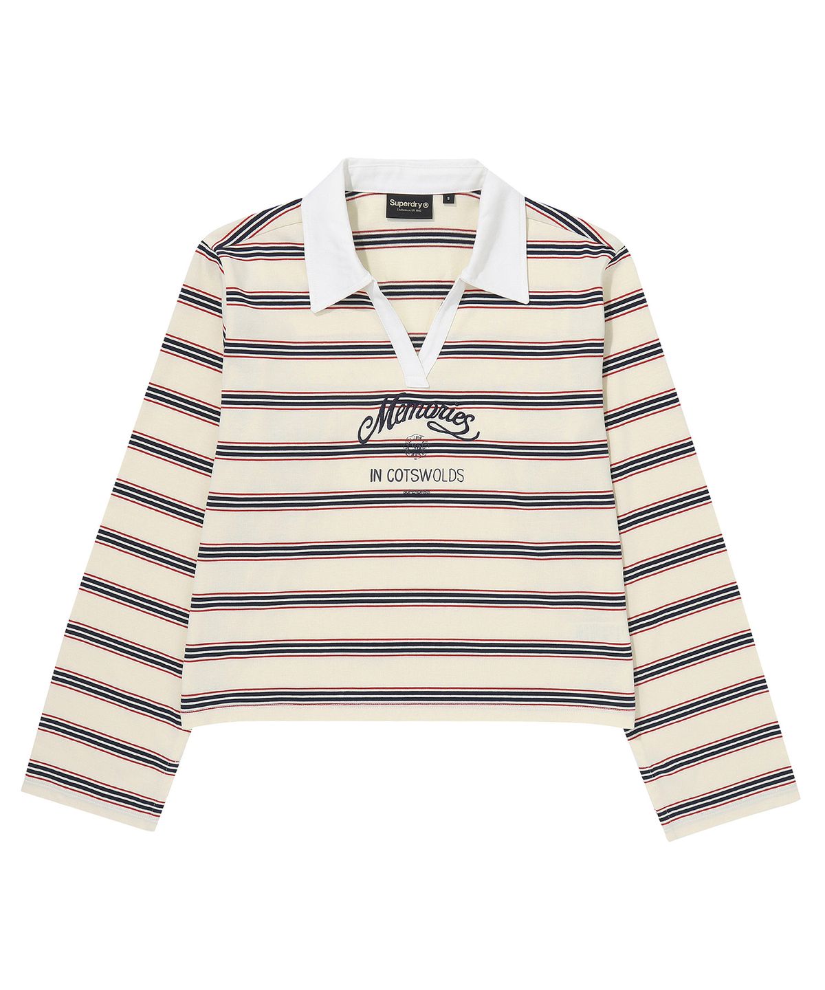 슈퍼드라이(SUPERDRY) 우먼스 스트라이프 칼라 롱 슬리브 아이보리 SDFIPDP29IVR