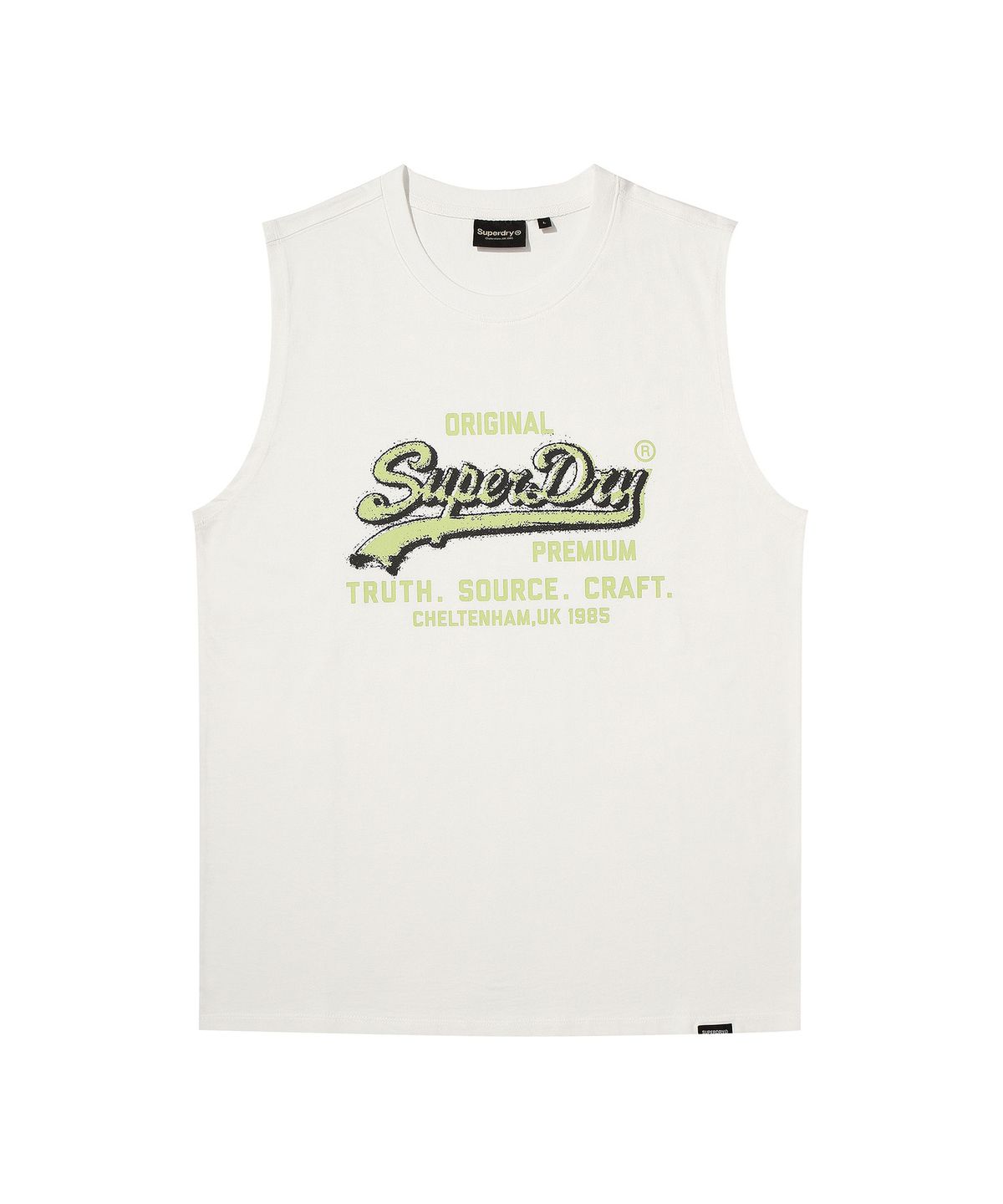 슈퍼드라이(SUPERDRY) 빈티지 로고 슬리브리스 화이트 SDMIVCP62WHT